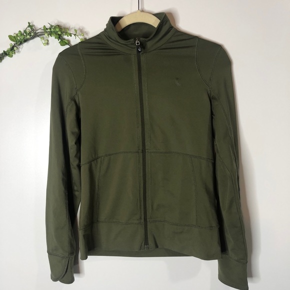 Lole Tops - Lole Army Olive Green Zip Up Long Sleeve Shirt